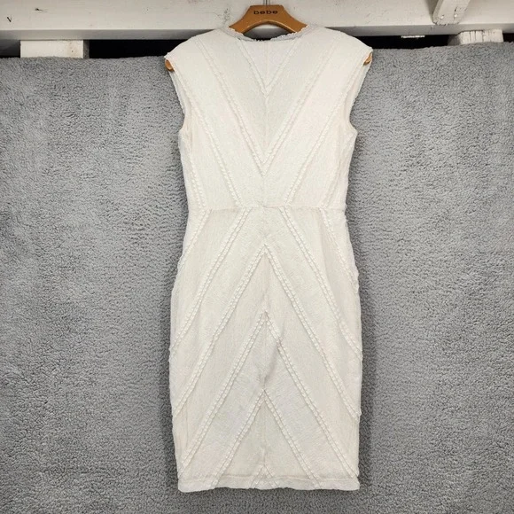 Bailey 44 Cream Chevron Lace V-Neck Sheath Dress Small Made in USA - Picture 5 of 15